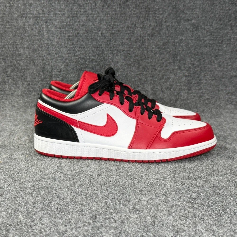 Jordan 1 Low Shoes Men's 10 Bulls Red White Black Athletic Hooping Sneakers